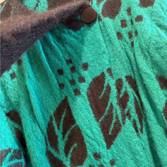 Vtg P.G.E Teal & Black Wool Mohair Knit Cardigan Sweater Jacket, Sz Small - Picture 6 of 8